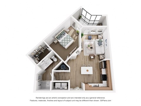 Floor plan for 1 bed, 1 bath, 824 sqft